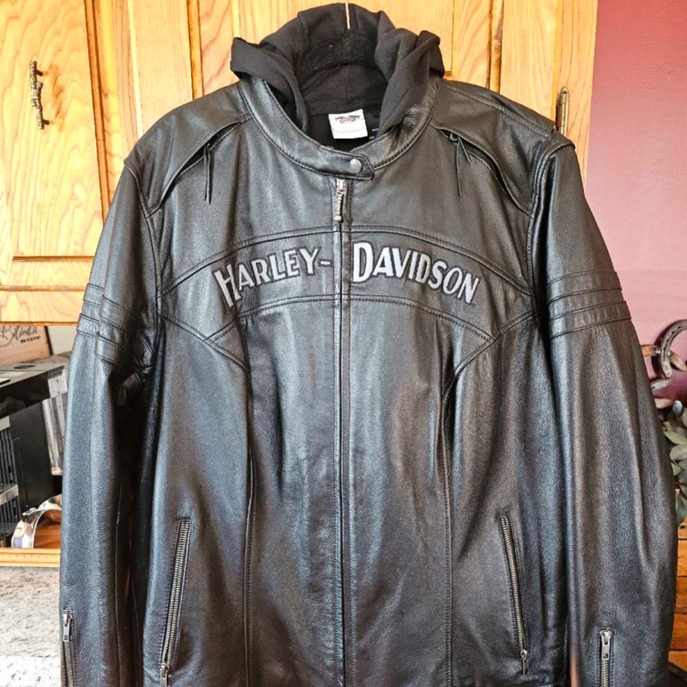 Harley-Davidson Black Bomber Varsity Jacket Genuine Leather